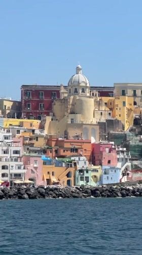 Morning coastal scenes captured around Procida's colorful harbor