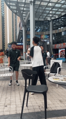 Morning hangout at an outdoor plaza in Nanhai District