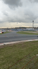 Cars drift on race track in Ostrovtsy, Russia