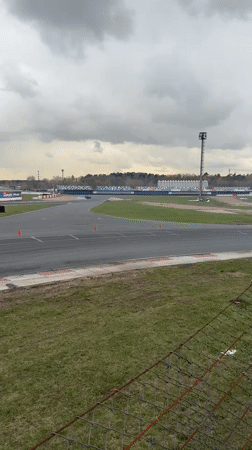 Cars drift on race track in Ostrovtsy, Russia