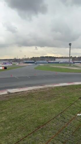 Cars drift on race track in Ostrovtsy, Russia