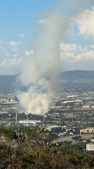 Smoke plume observed rising over Cape Town stadium area