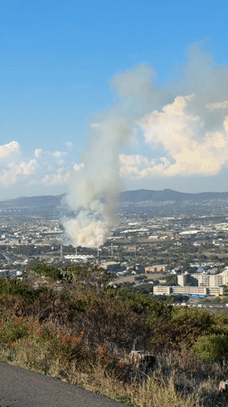 Smoke plume observed rising over Cape Town stadium area