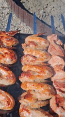Morning barbecue session in Irkutsk features chicken wings and kebabs