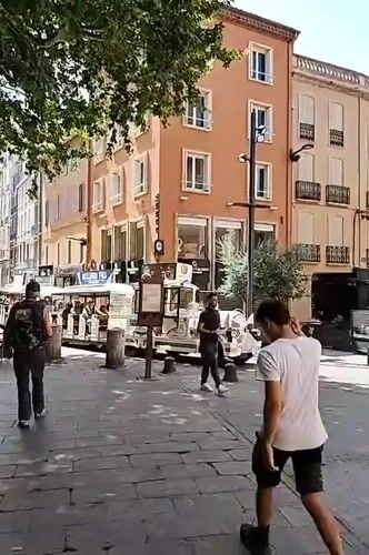 Sunny morning in Perpignan's historic city center
