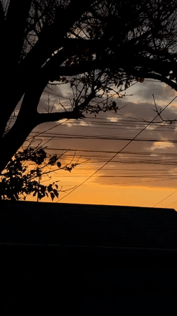 Sunset captured behind urban silhouettes in Simferopol