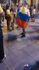 Colombian fans fill Madrid streets on a festive summer night