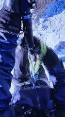Ice climber documented in evening session in Varna, Bulgaria