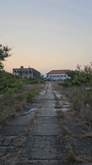 Dawn sky colors captured on weathered path in Cam Ranh