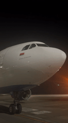 Belavia A330-200 on the Minsk tarmac at night