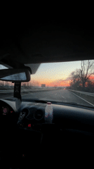 Driver captures sunset highway view near Burgas, Bulgaria