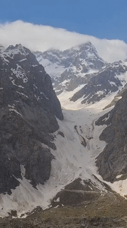 Mountain landscape documented in Pandzhkhok, Tajikistan