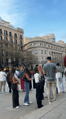 Evening crowds gather in Barcelona's cathedral square
