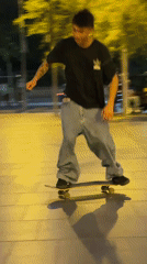 Evening street activities captured: skateboarding, breakdancing, casual moments