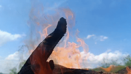 Controlled wood fire documented in rural Motyakovo, Russia