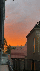 Belgrade neighborhood at golden hour, streets and sky