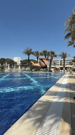Pool recreation captured at Serik resort facility
