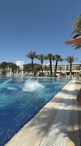 Pool recreation captured at Serik resort facility