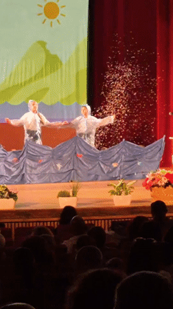 School children perform theatrical show in Pavlikeni, Bulgaria