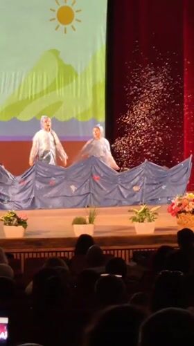 School children perform theatrical show in Pavlikeni, Bulgaria