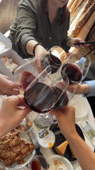 Social gathering with wine toast documented in Tbilisi