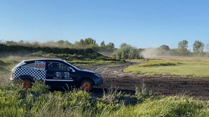 Rally cars compete in dirt track race in Serbia