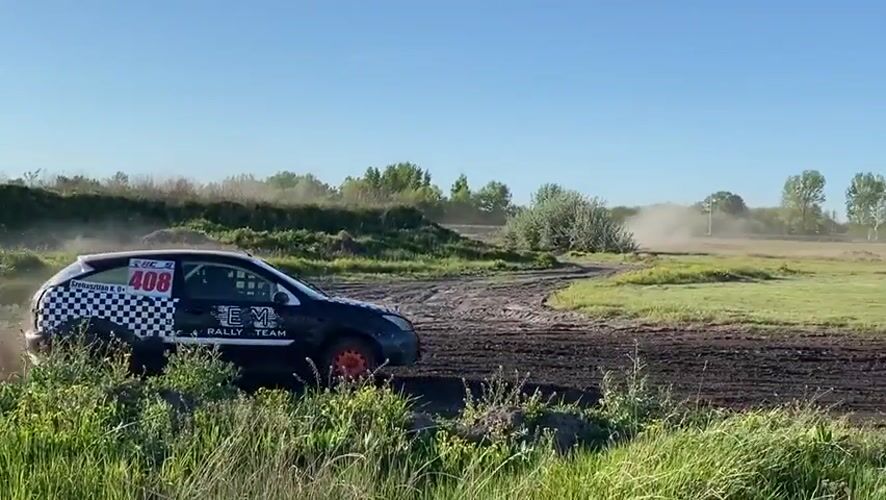 Rally cars compete in dirt track race in Serbia