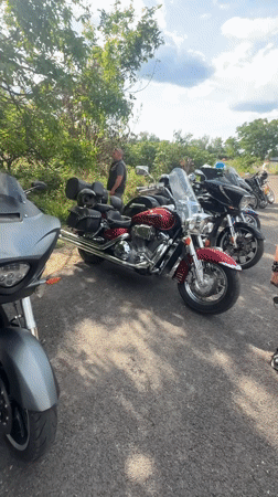 Man documents selfies and motorcycle meet in Bulgarian village