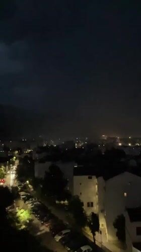 Storm moves over Budva on a summer night