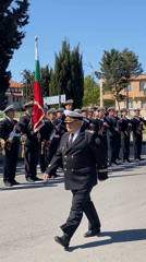 Bulgarian military parade with naval band in Pomorie