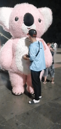 Giant pink koala mascot spotted in Da Lat Vietnam