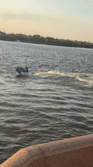 Astrakhan's Volga embankment buzzing with jet skis, dancing, and fountains