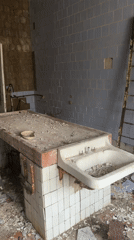 Abandoned tiled room documented in Pryp'yat'