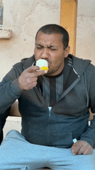 Man eating snack observed in Hirevo, Bulgaria