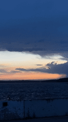 Dusk observed over Votkinsk Reservoir with dramatic sky colors