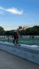 Skateboarder performs tricks at Buenos Aires park Friday evening