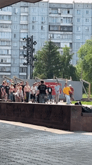 Skate session at a Krasnoyarsk plaza on a sunny morning