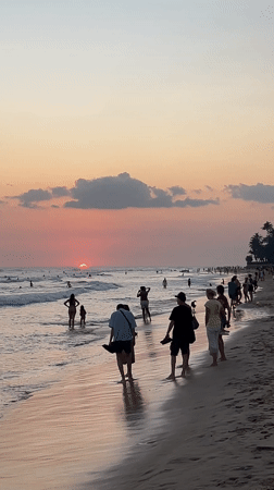 Sunset beach scenes with volleyball game in Kathaluwa, Sri Lanka