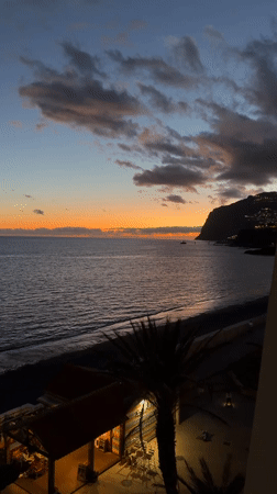 Sunset time-lapse captured over Funchal beach, Portugal