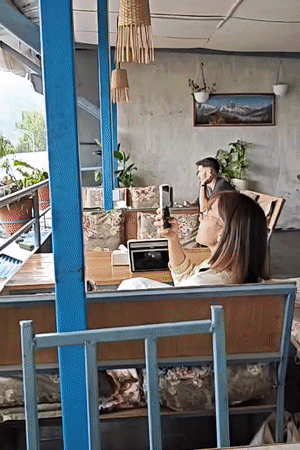 Rainy morning at a cat cafe on Fewa Lake, Pokhara