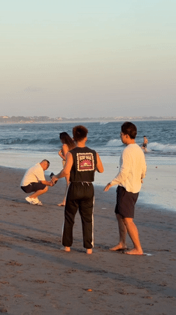 Golden hour beach life in North Kuta, Bali