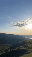 Sunset views captured over Krasnoyarsk mountainous landscape
