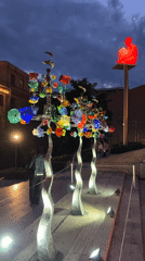 Evening documentation of Yerevan's Cascade complex and art installations