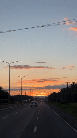 Sunset highway ride through Carmen, Philippines