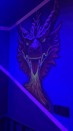 Dragon artwork with glowing elements displayed in Batumi room