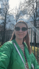 Woman records sunny day video with baby in Moscow