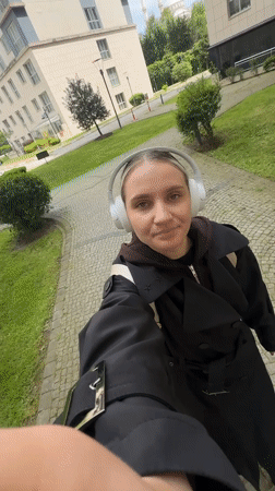 Woman documents walk through Esenyurt with selfie videos