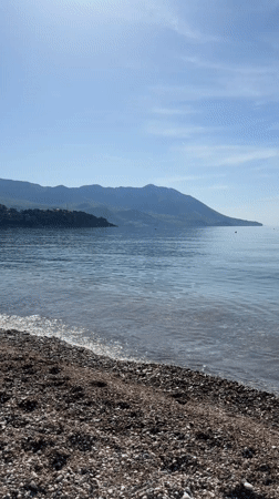 Morning beach visit documented in Budva, Montenegro