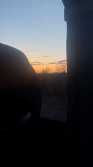 Sunset observed from vehicle in Kozulka, Russia
