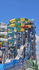 Crowded water park in full swing on a summer day in Chișinău